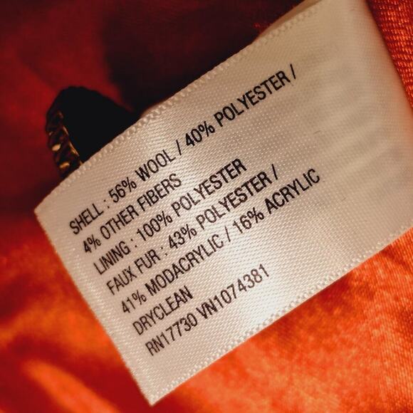 Retro Penny Lane Coat Merona Fur Collar 60s Style Mod Wool Blend Women's Small - Picture 8 of 15